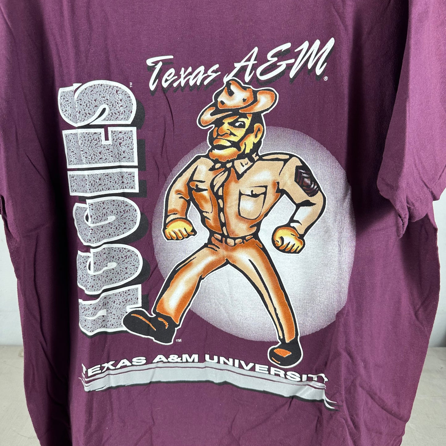 Vintage 90s Texas A&M Aggies NCAA Mascot Graphic T-shirt