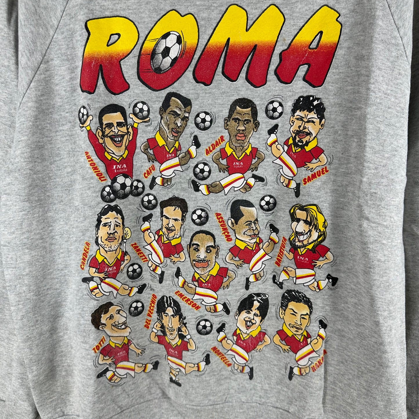 Vintage 2000s AS Roma Soccer Caricature Graphic Sweatshirt
