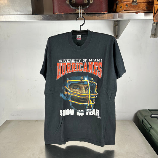 Vintage 90s Miami Hurricanes Football Show No Fear NCAA Single Stitch T-shirt
