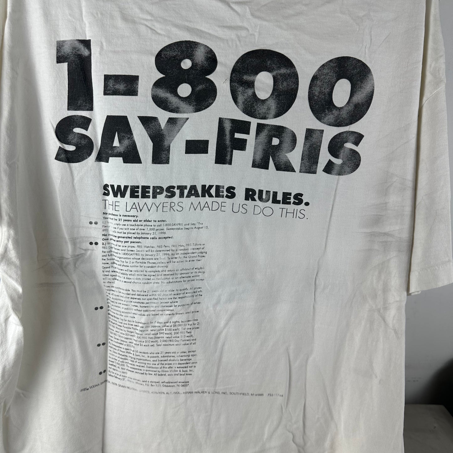 Vintage 90s Say Fris Vodka Please Promo Typography Single Stitch T-shirt