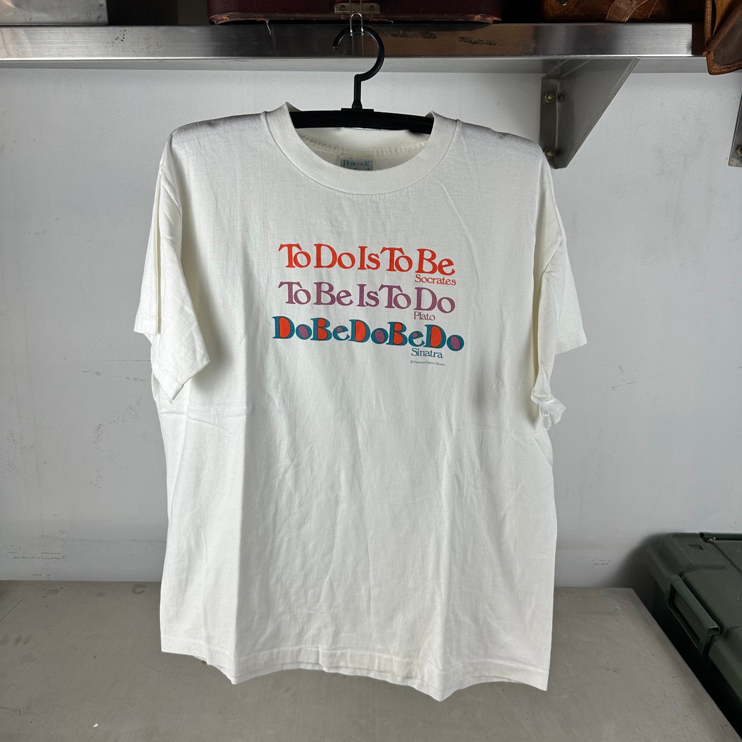 Vintage 90s To Do is to Be Socrates Plato Sinatra Humor Single Stitch T-shirt
