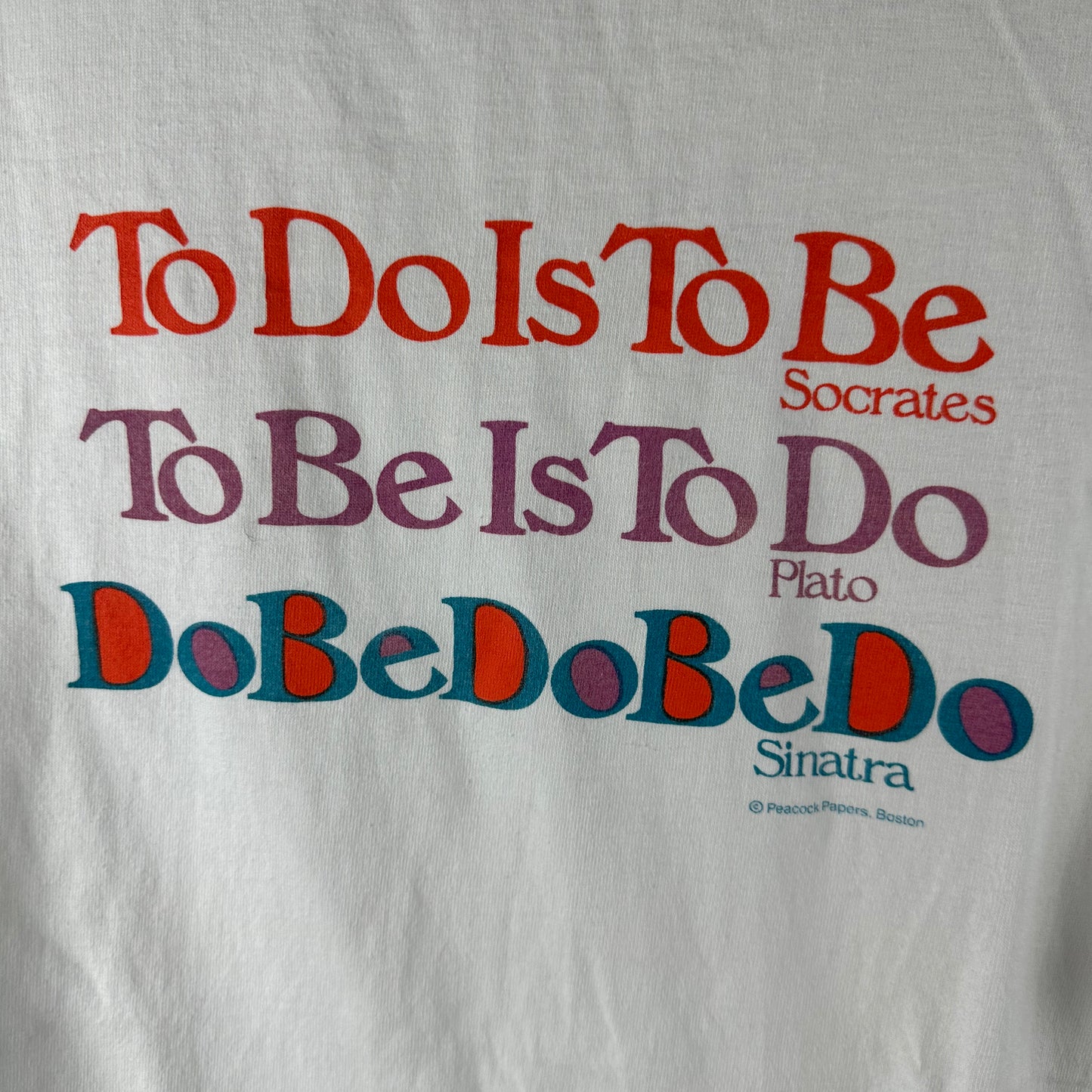 Vintage 90s To Do is to Be Socrates Plato Sinatra Humor Single Stitch T-shirt