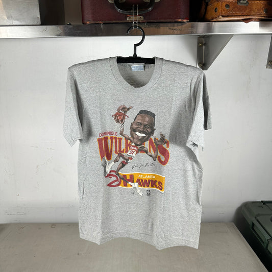 Vintage 80s Dominique Wilkins Atlanta Hawks NBA Caricature Salem Sportswear T-shirt