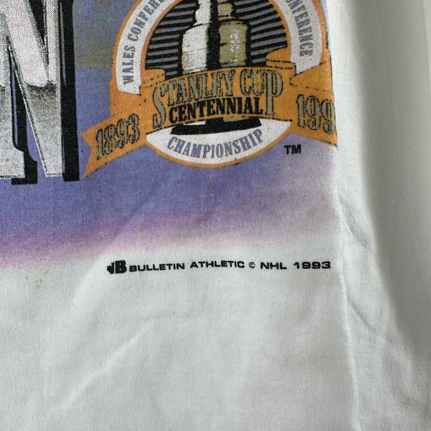 Vintage 1993 Montreal Canadiens Hockey NHL Bulletin Athletic AOP Single Stitch T-shirt