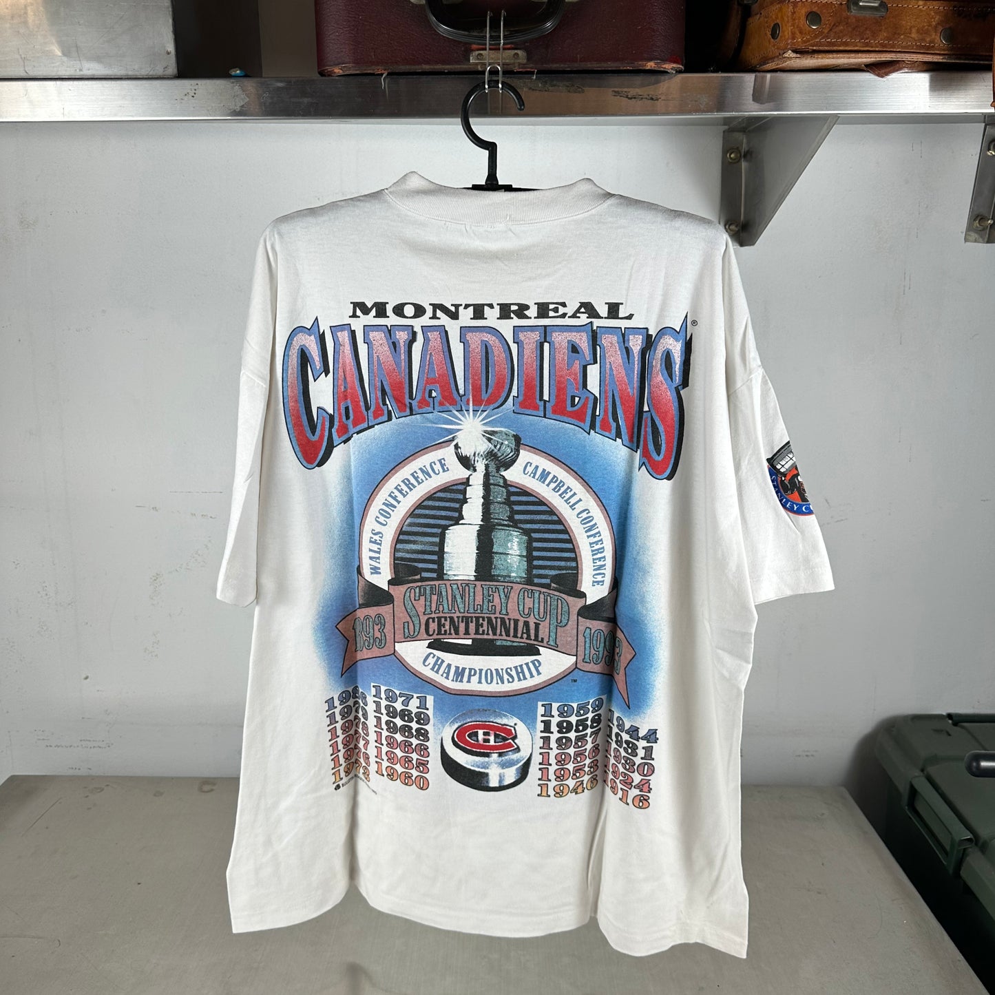 Vintage 1993 Montreal Canadiens Hockey NHL Bulletin Athletic AOP Single Stitch T-shirt