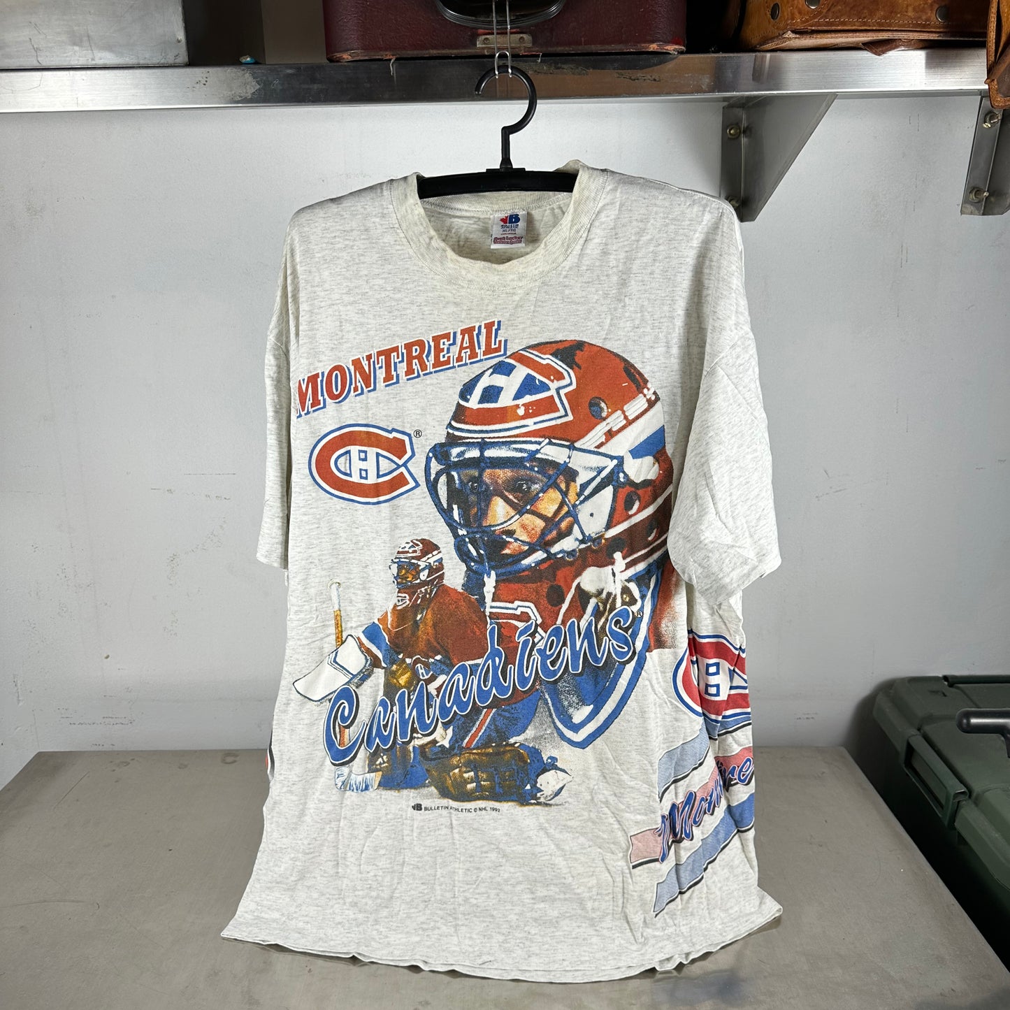 Vintage 1992 Montreal Canadiens Hockey NHL Bulletin Athletic AOP Single Stitch T-shirt