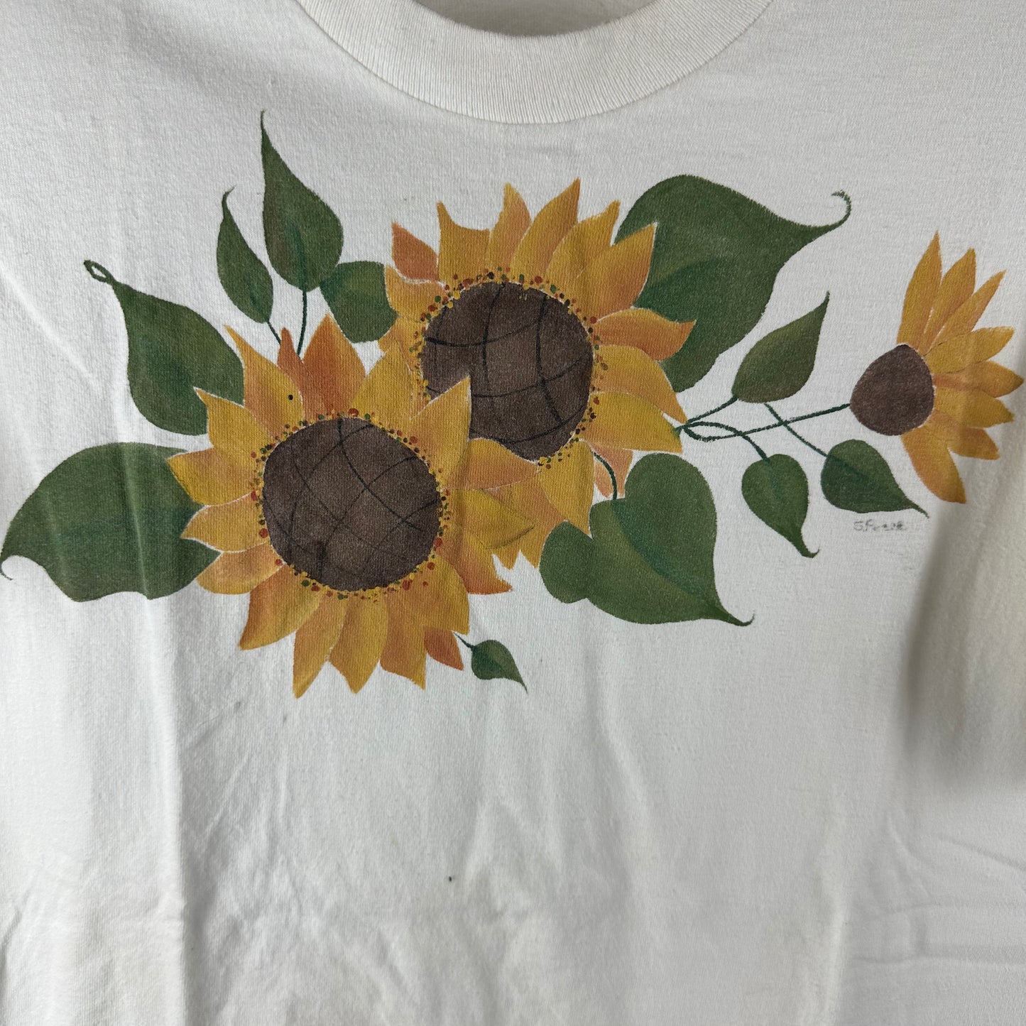 Vintage 90s Sunflowers Flower Nature Artwork Single Stitch T-shirt