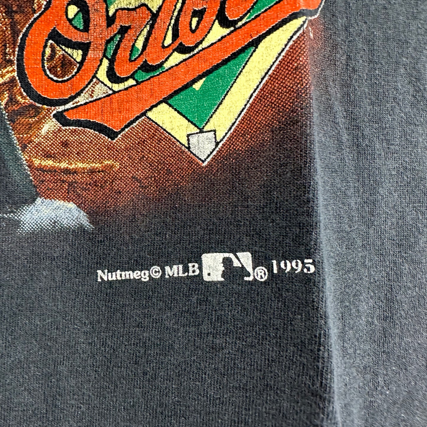 Vintage 1995 Baltimore Orioles Baseball MLB Nutmeg Graphic Single Stitch T-shirt