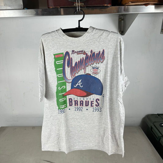 Vintage 1993 Atlanta Braves Baseball MLB Division Champions Single Stitch T-shirt
