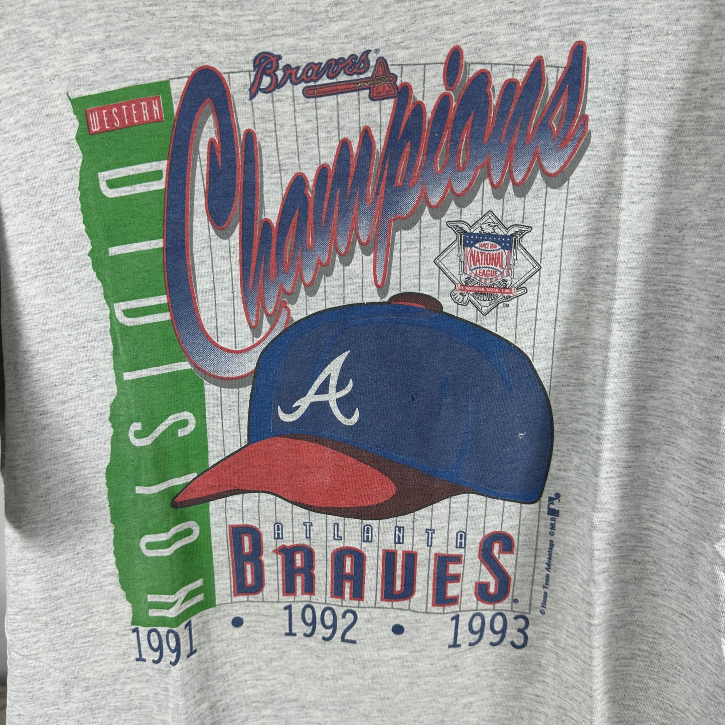 Vintage 1993 Atlanta Braves Baseball MLB Division Champions Single Stitch T-shirt