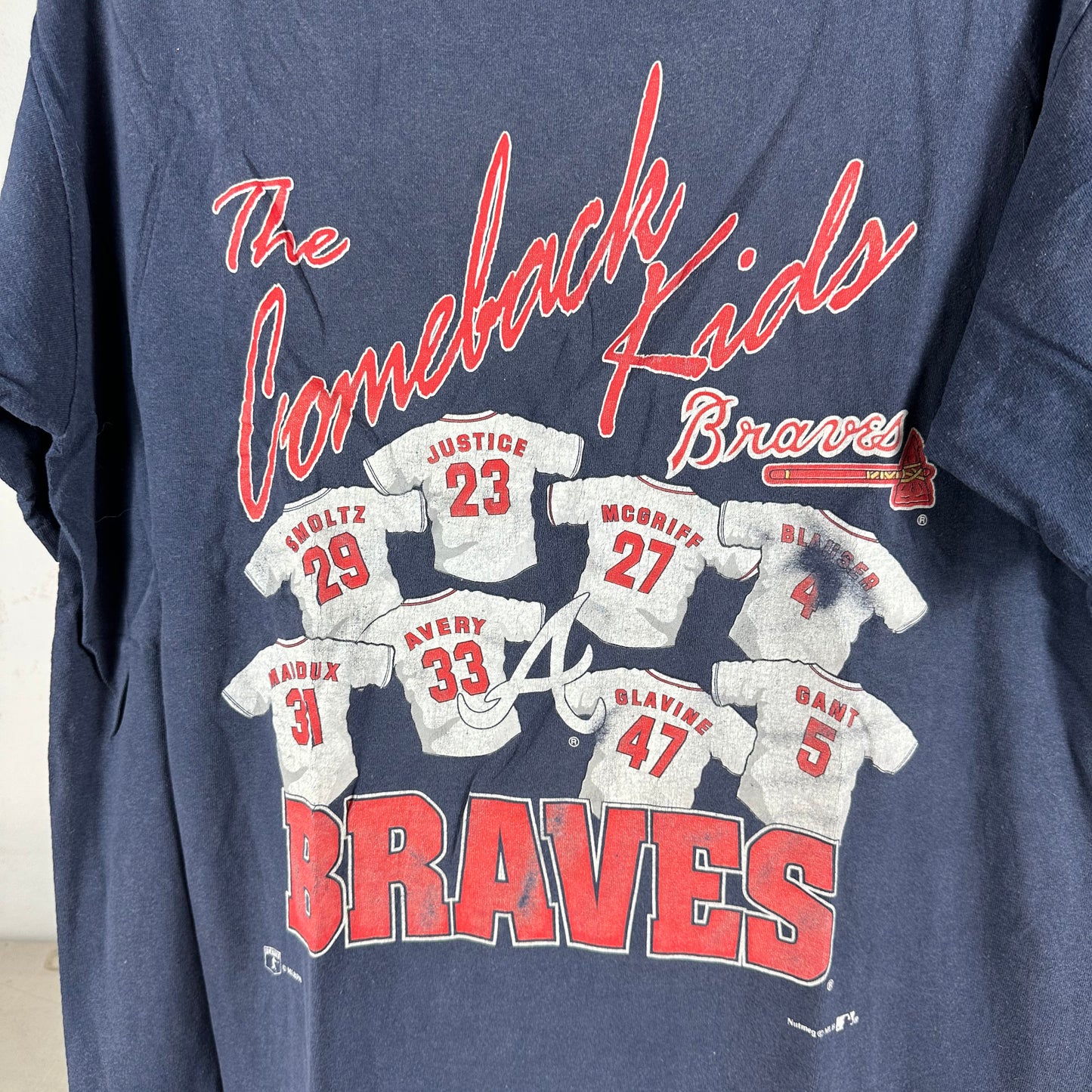 Vintage 90s Atlanta Brave The Comeback Kids MLB Nutmeg Graphic T-shirt