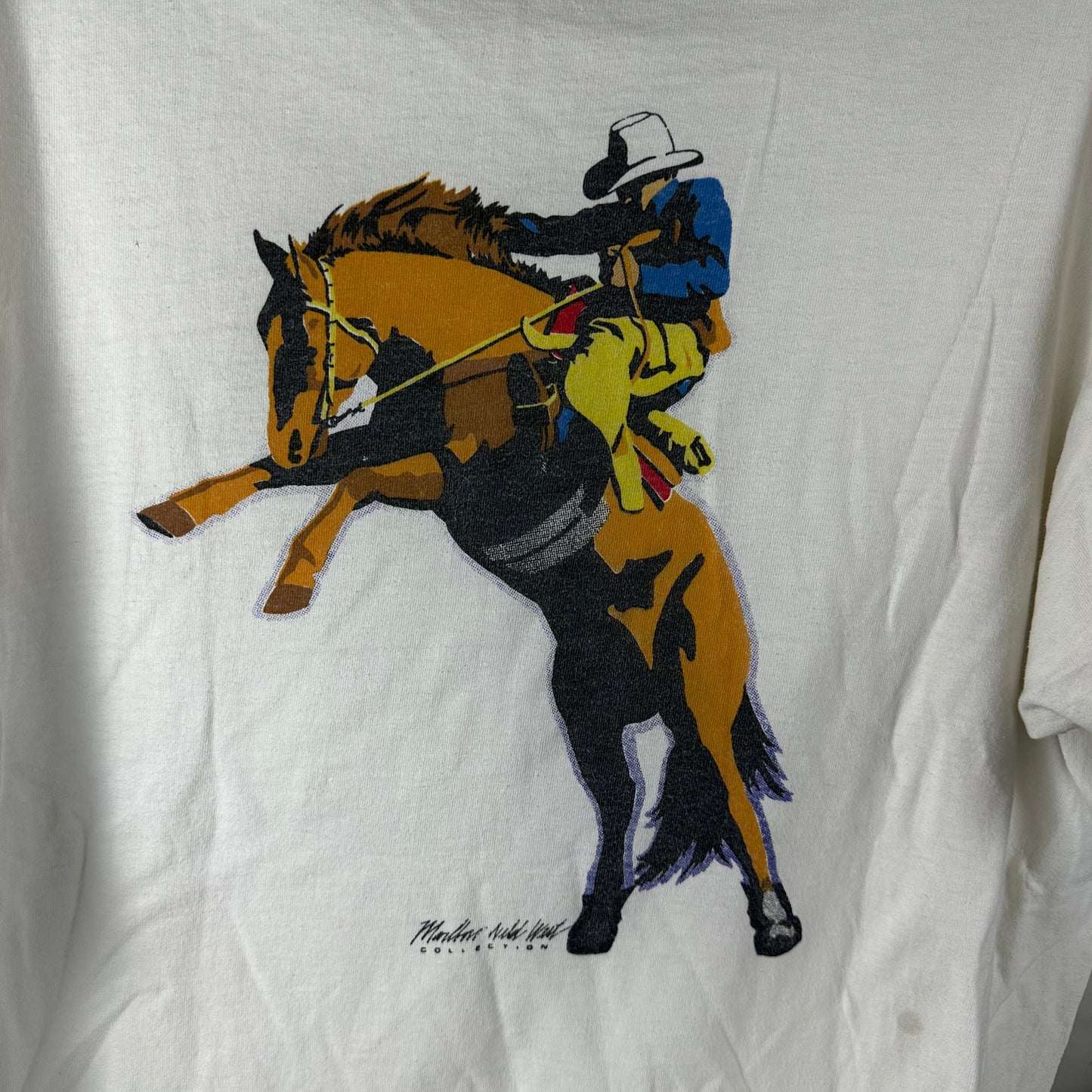 Vintage 90s Marlboro Cigarettes Wild West Cowboy Graphic Single Stitch T-shirt