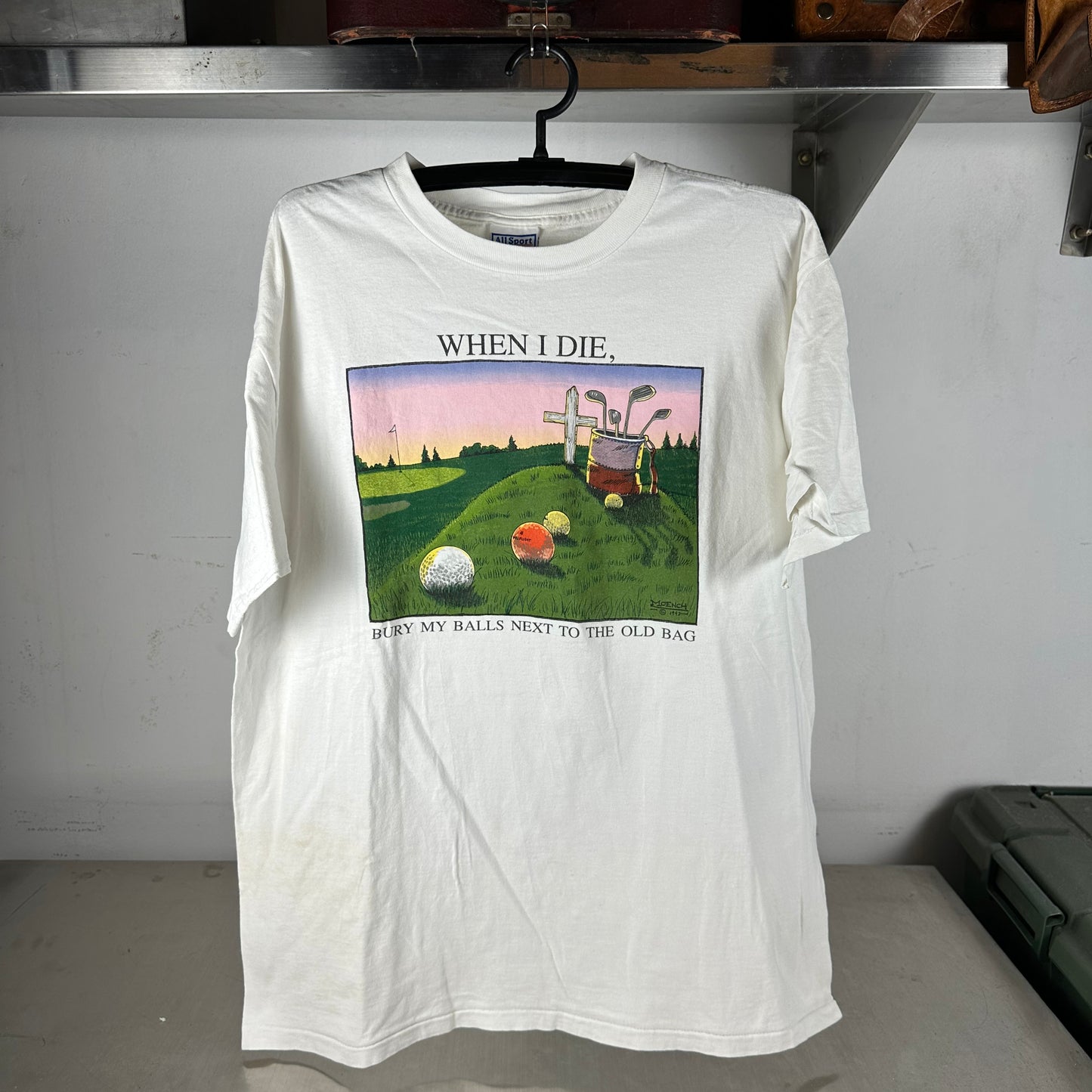Vintage 1993 Golf Humor When I Die, Bury My Balls Next to the Old Bag T-shirt
