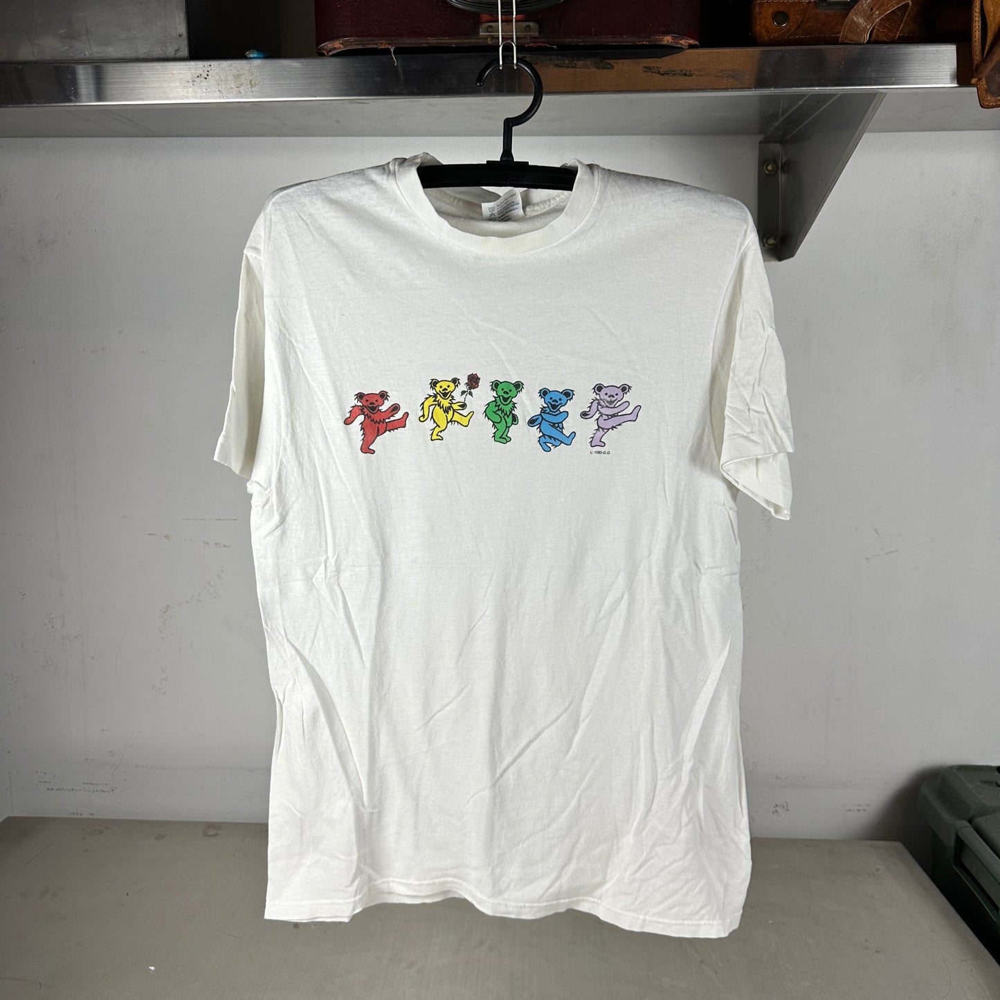 Vintage 1985 Grateful Dead Bear Rock Band Graphic Single Stitch T-shirt