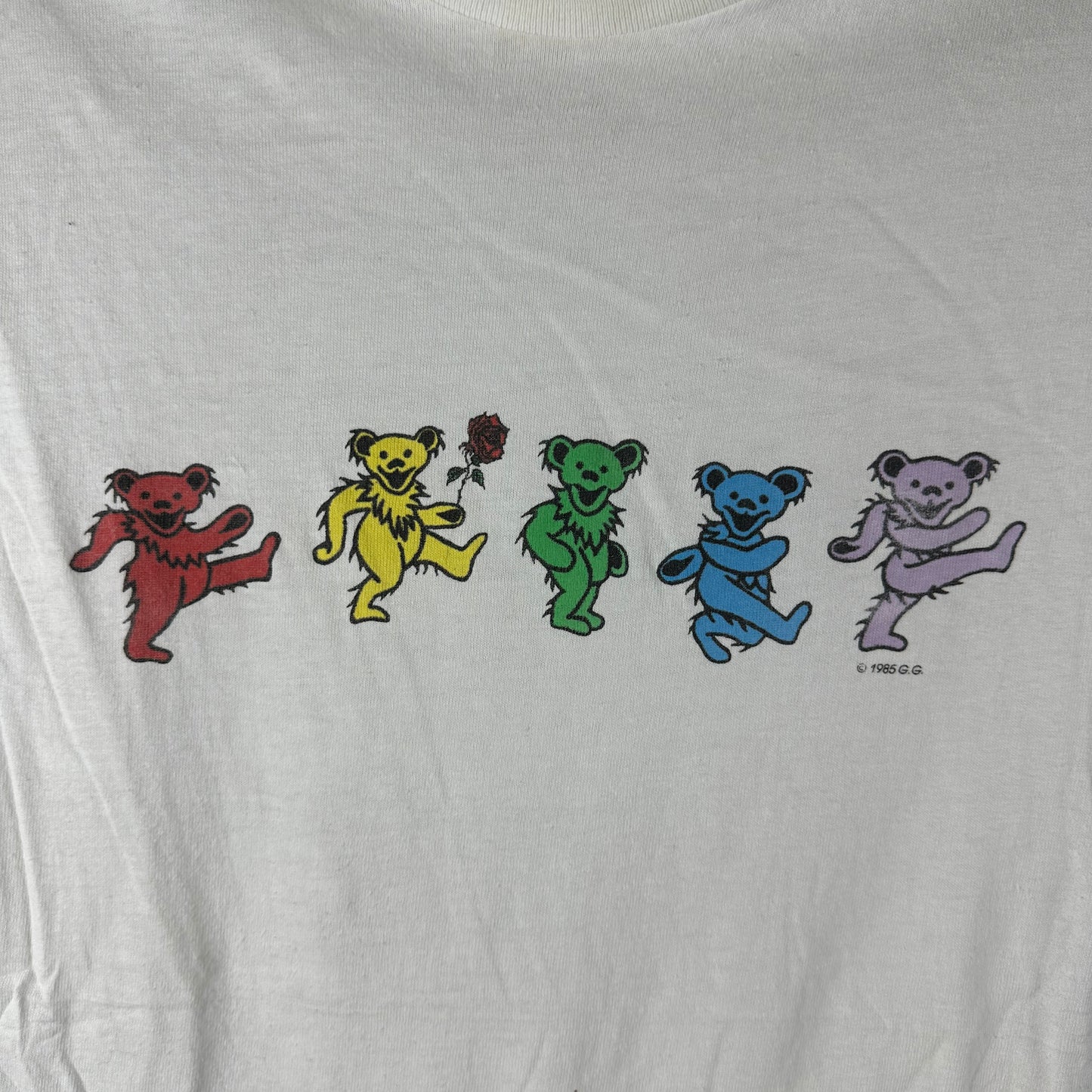 Vintage 1985 Grateful Dead Bear Rock Band Graphic Single Stitch T-shirt