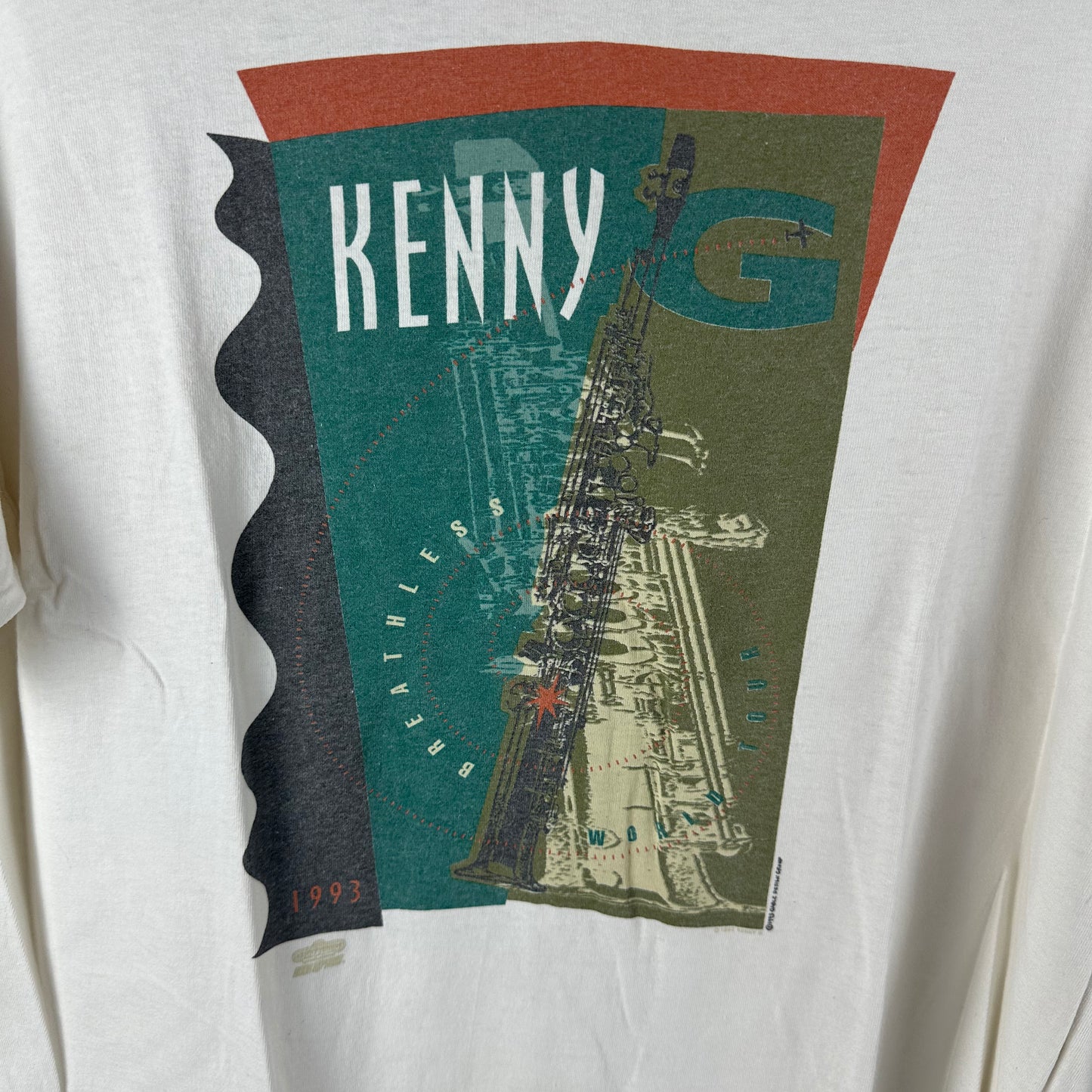 Vintage 1993 Kenny G Jazz Saxophonist Graphic Single Stitch T-shirt
