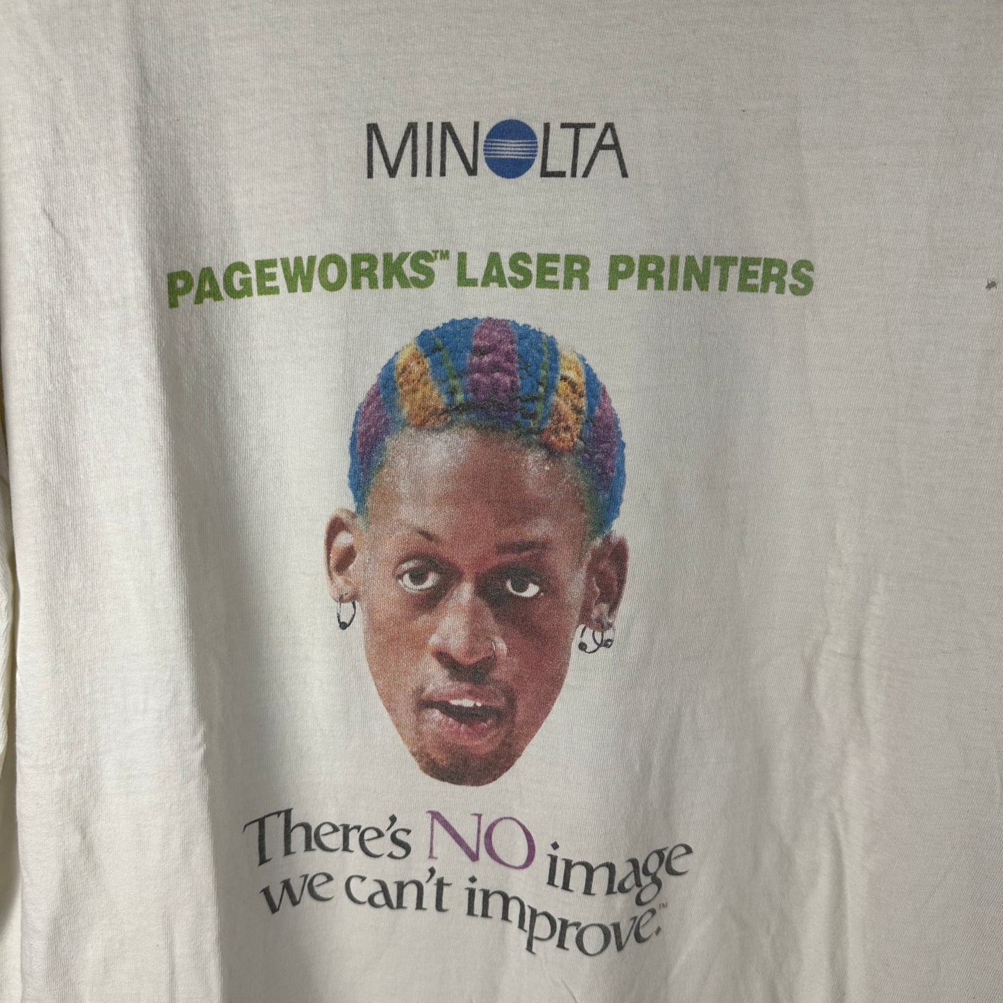 Vintage 90s Dennis Rodman Minolta Printer Rodman's Rules Single Stitch T-shirt
