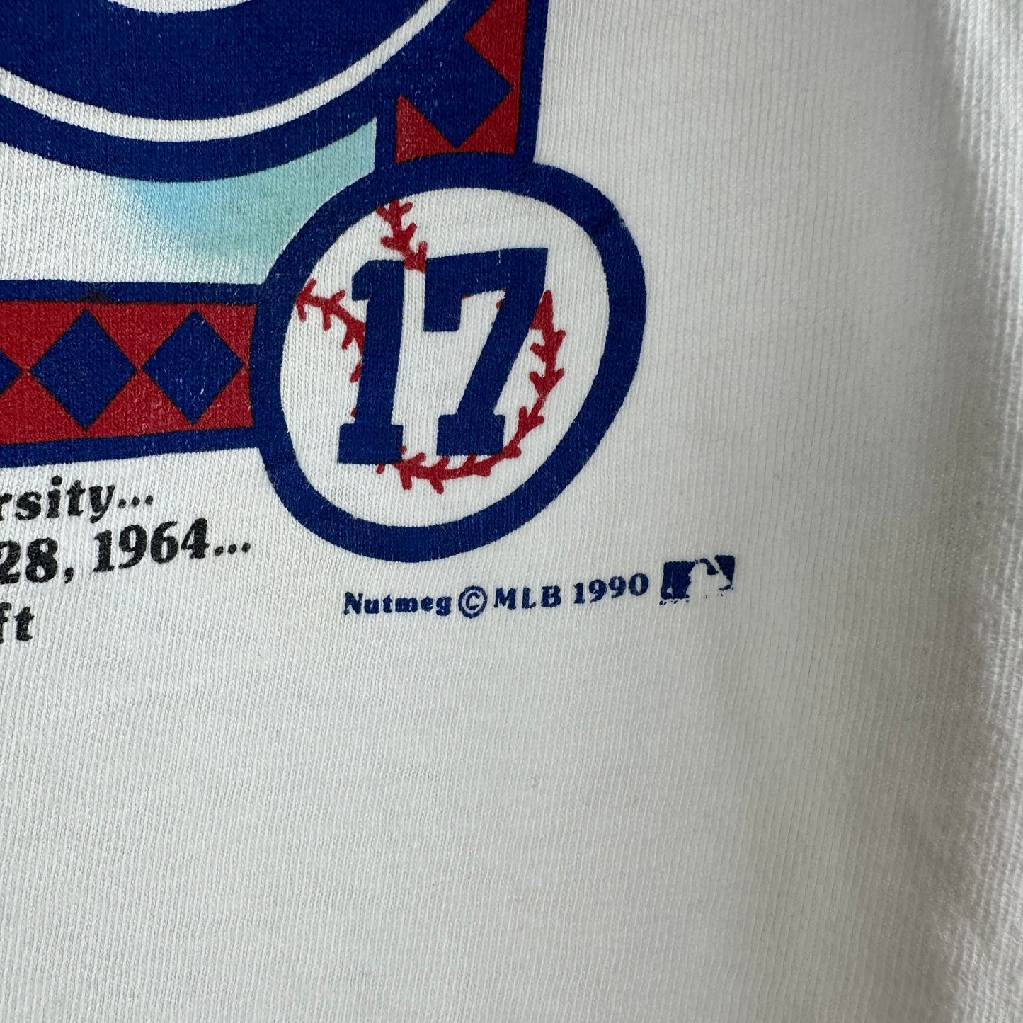 Vintage 1990 Mark Grace Chicago Cubs MLB Nutmeg Graphic Single Stitch T-shirt