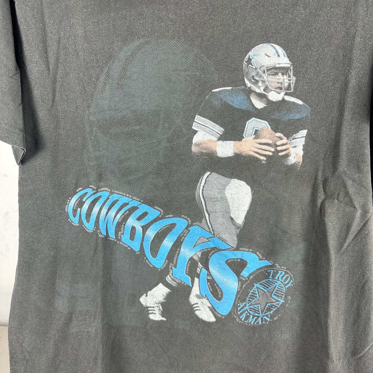 Vintage 90s Troy Aikman Dallas Cowboys NFL Salem Sportswear Single Stitch T-shirt