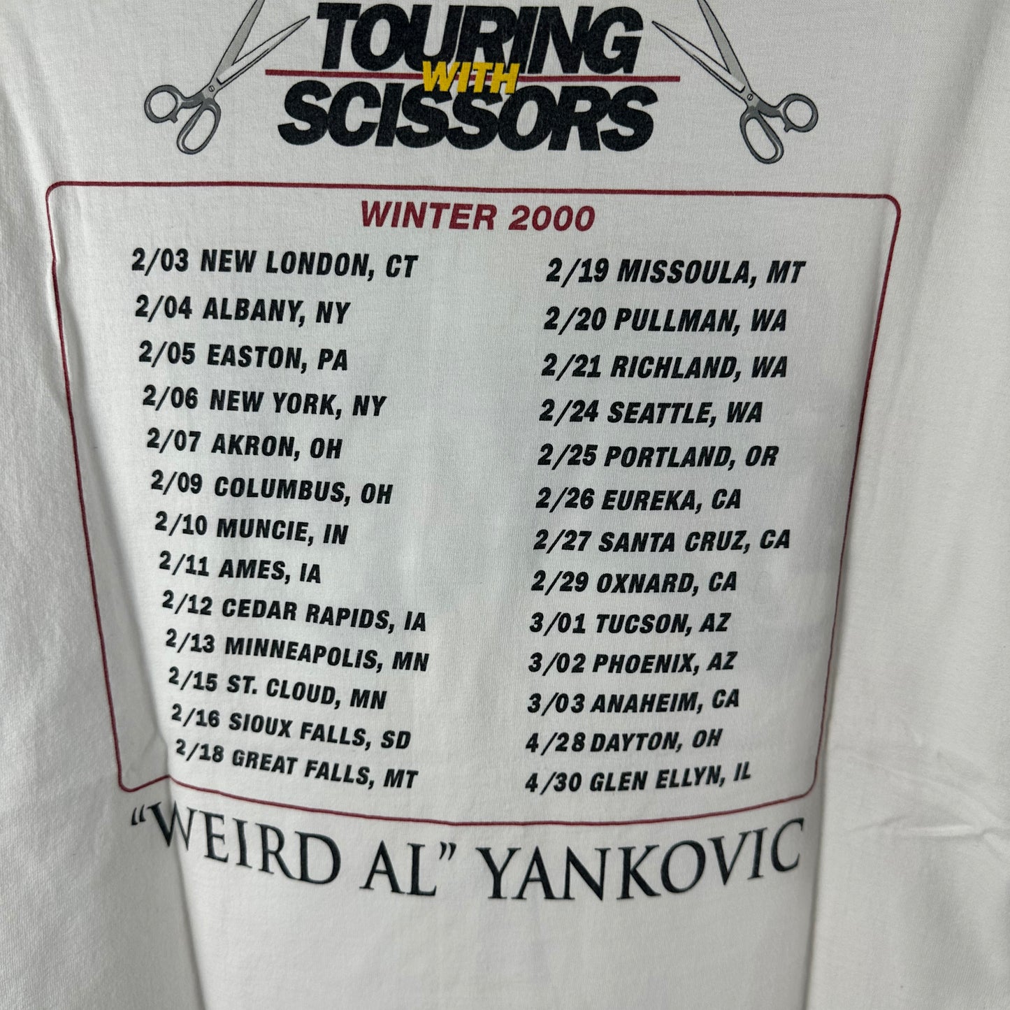 Vintage 2000 Weird Al Yankovic Touring with Scissors Promo T-shirt