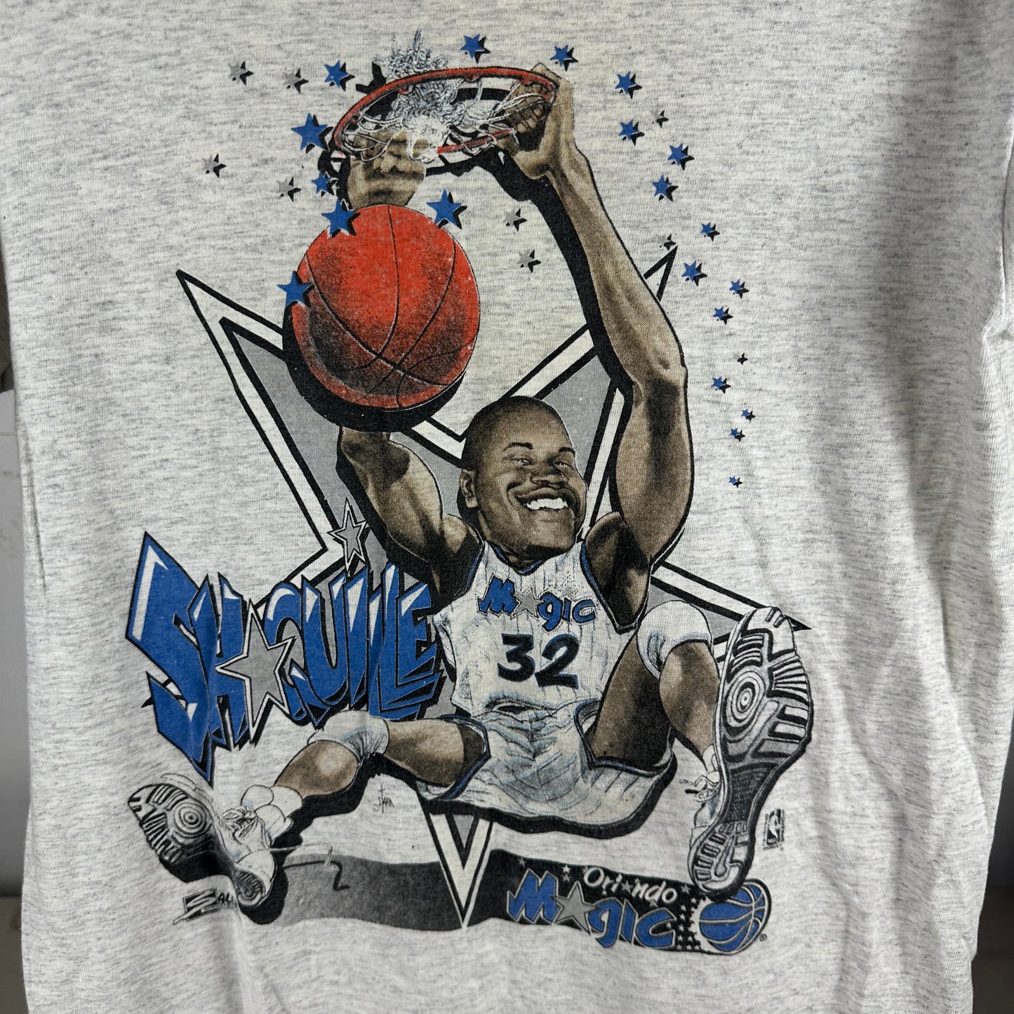 Vintage 90s Shaquille O'Neal Orlando Magic NBA Caricature Single Stitch T-shirt