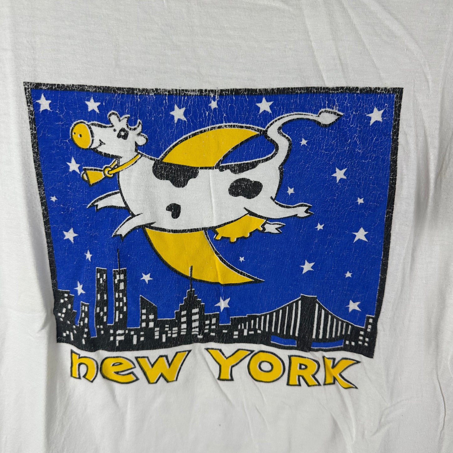 Vintage 90s New York Cow Animal Art Single Stitch T-shirt