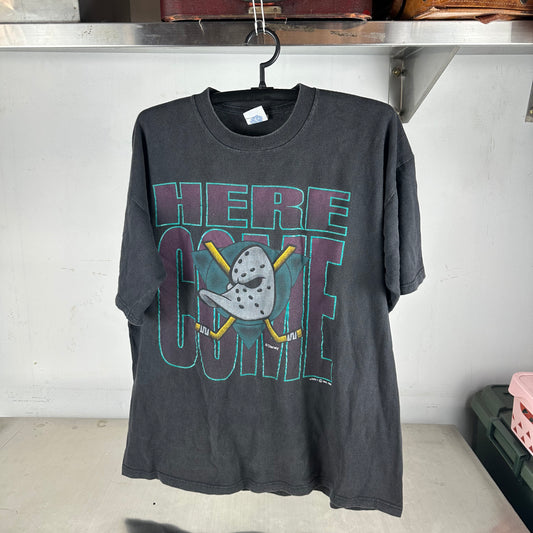 Vintage 1993 Anaheim Ducks Hockey NHL Here Come The Mighty Ducks T-shirt