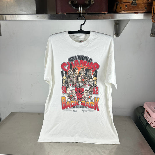 Vintage 1992 Chicago Bulls NBA World Champs Caricature Single Stitch T-shirt