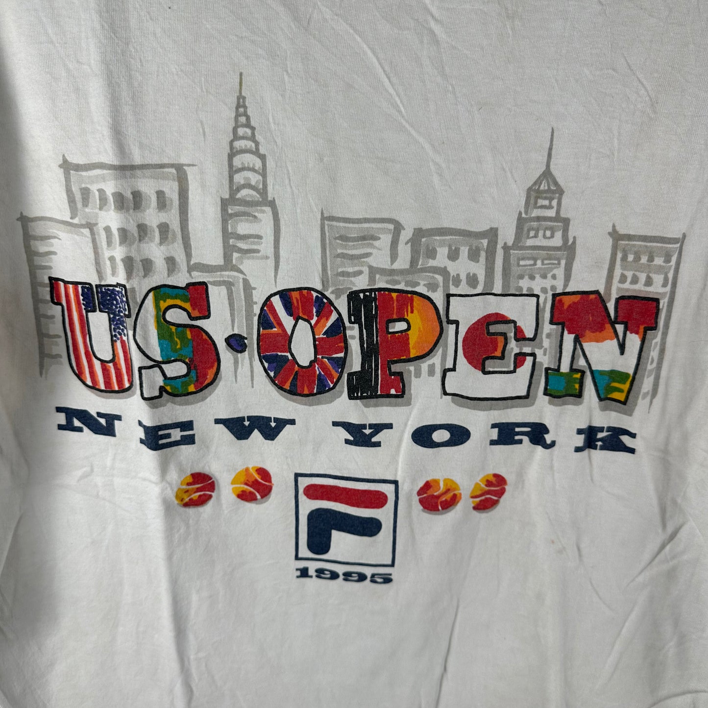 Vintage 1995 US Open Tennis Championship Fila Graphic Single Stitch T-shirt