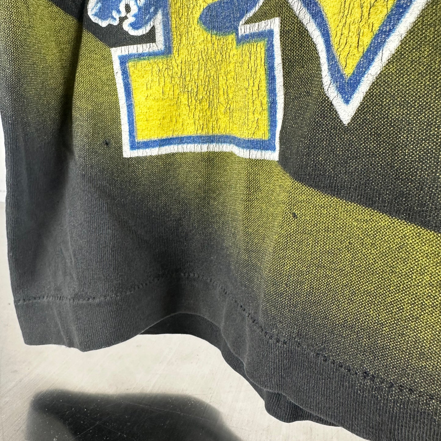 Vintage 90s Michigan Wolverines NCAA Shadow AOP Single Stitch T-shirt