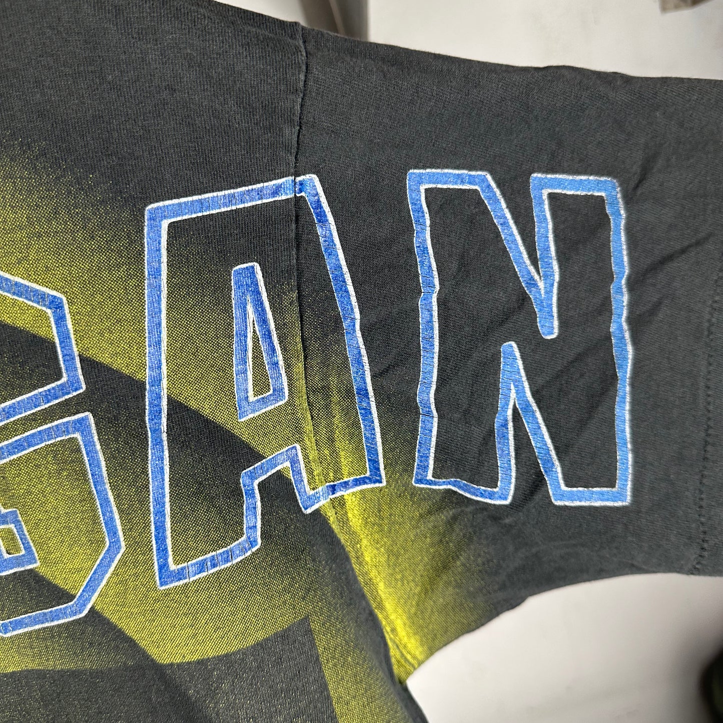 Vintage 90s Michigan Wolverines NCAA Shadow AOP Single Stitch T-shirt