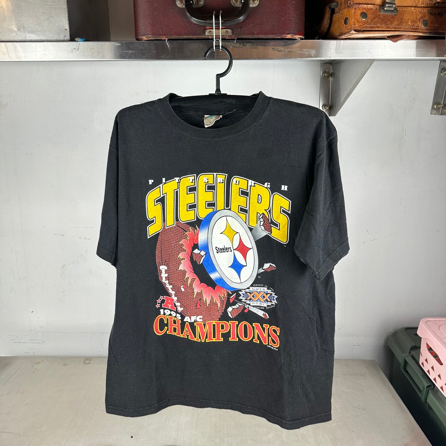Vintage 1995 Pittsburgh Steelers NFL AFC Champions Graphic T-shirt