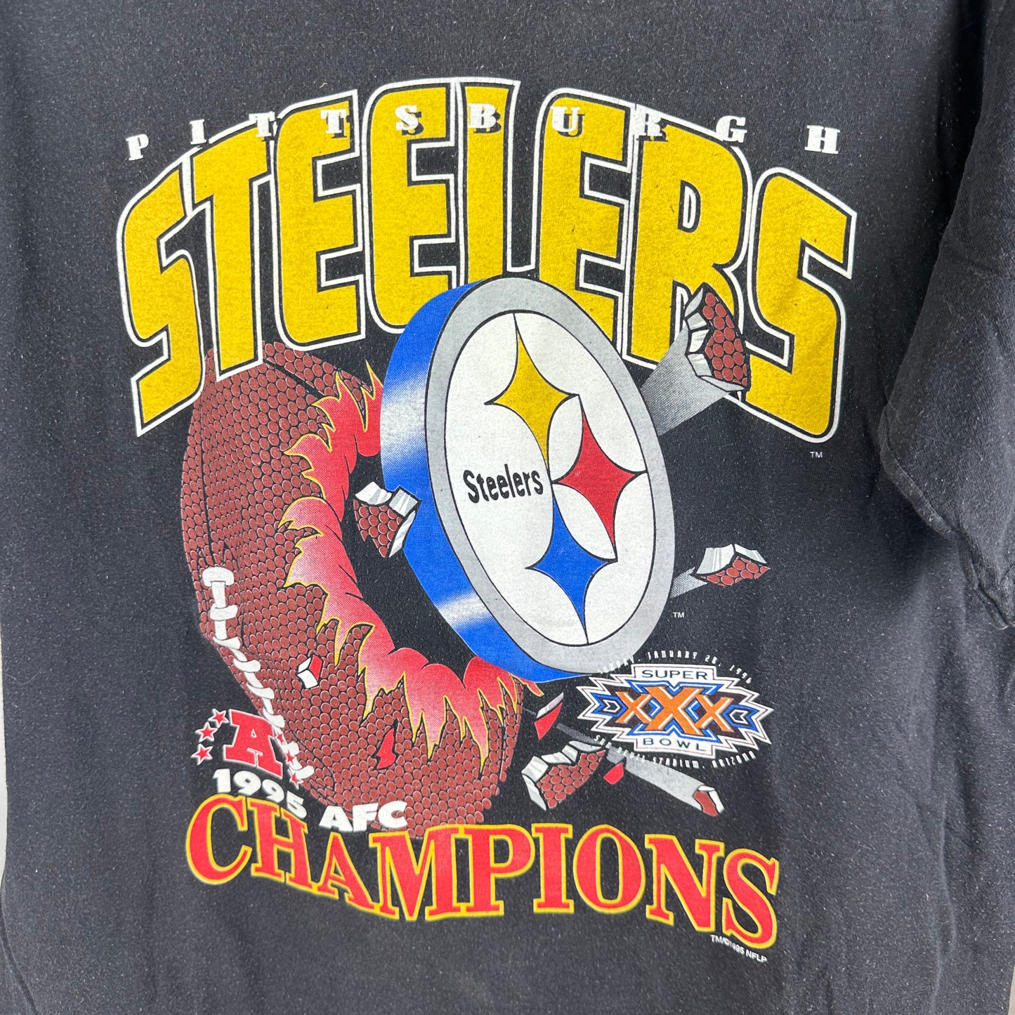Vintage 1995 Pittsburgh Steelers NFL AFC Champions Graphic T-shirt