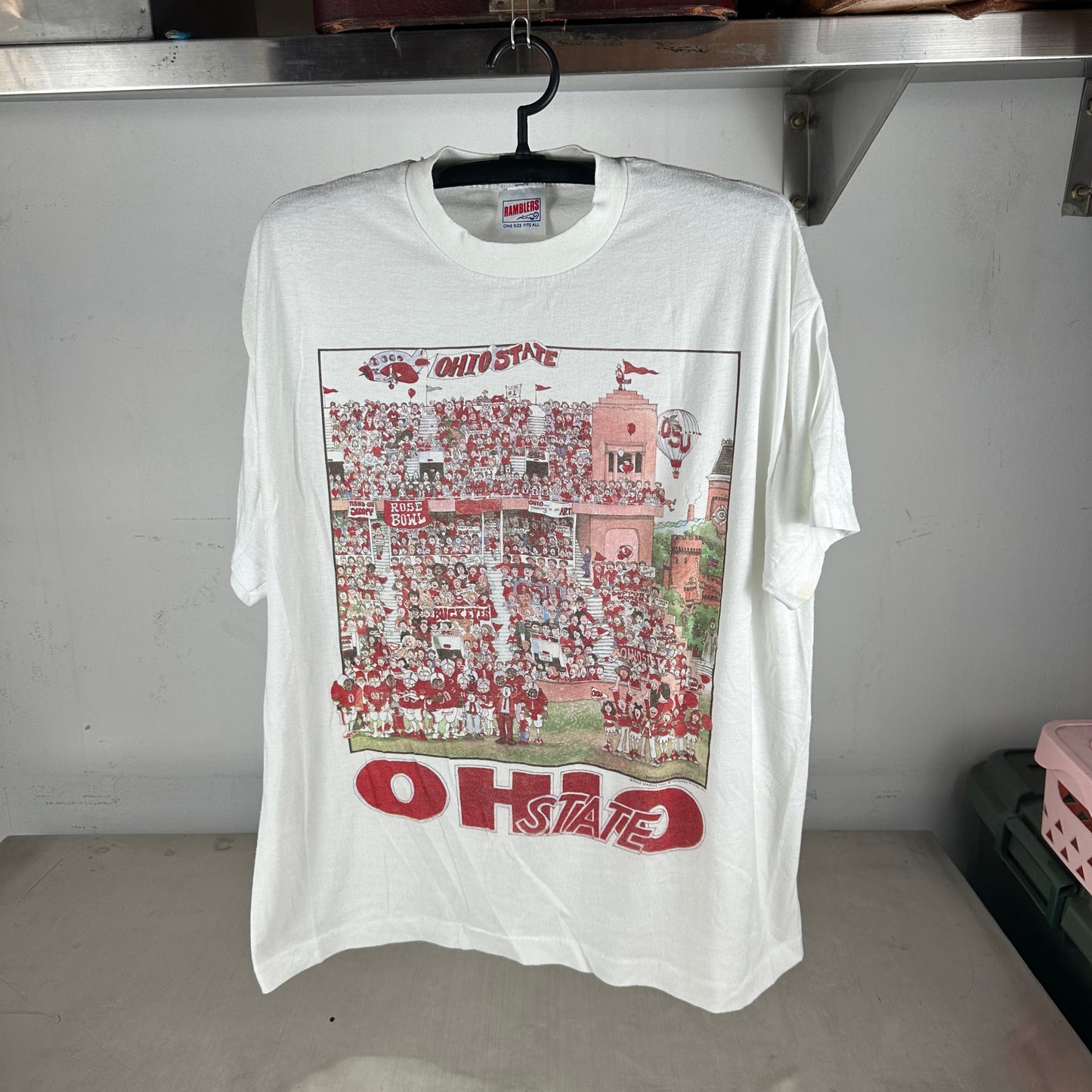 Vintage 90s Ohio State Buckeyes Football NCAA Artwork Single Stitch T-shirt