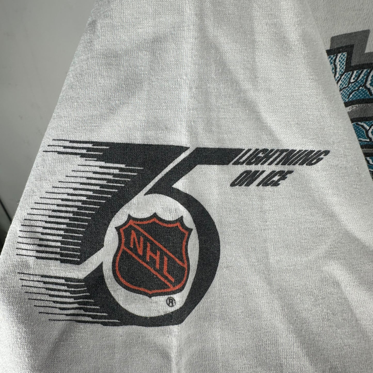 Vintage 1991 San Jose Sharks Hockey NHL Bulletin Athletic AOP T-shirt