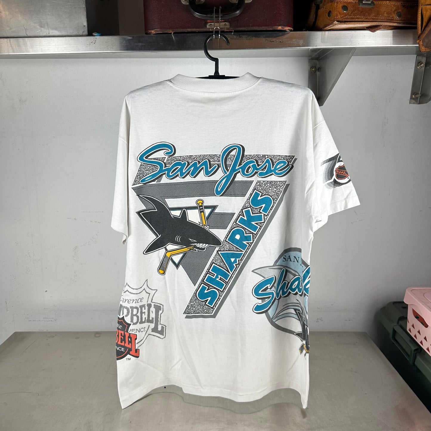 Vintage 1991 San Jose Sharks Hockey NHL Bulletin Athletic AOP T-shirt