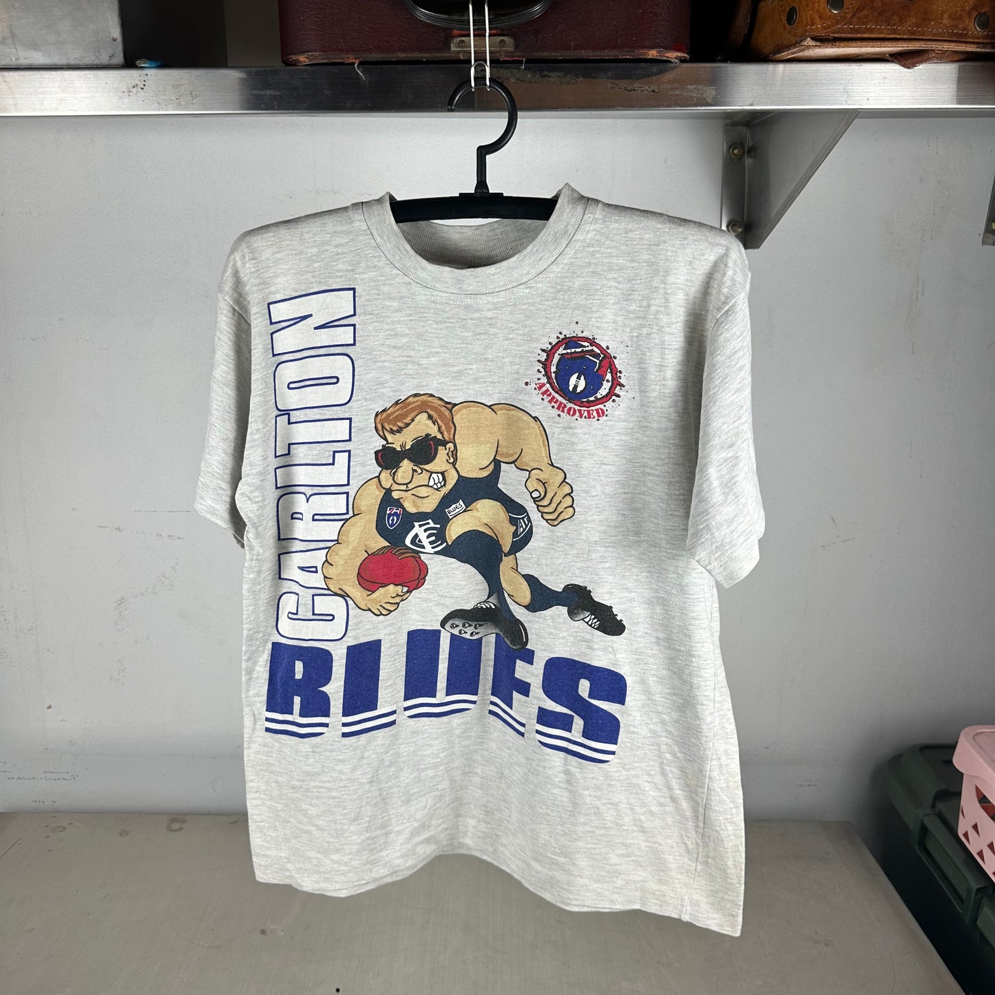 Vintage 90s Carlton Blues Football Club AFL Graphic Single Stitch T-shirt