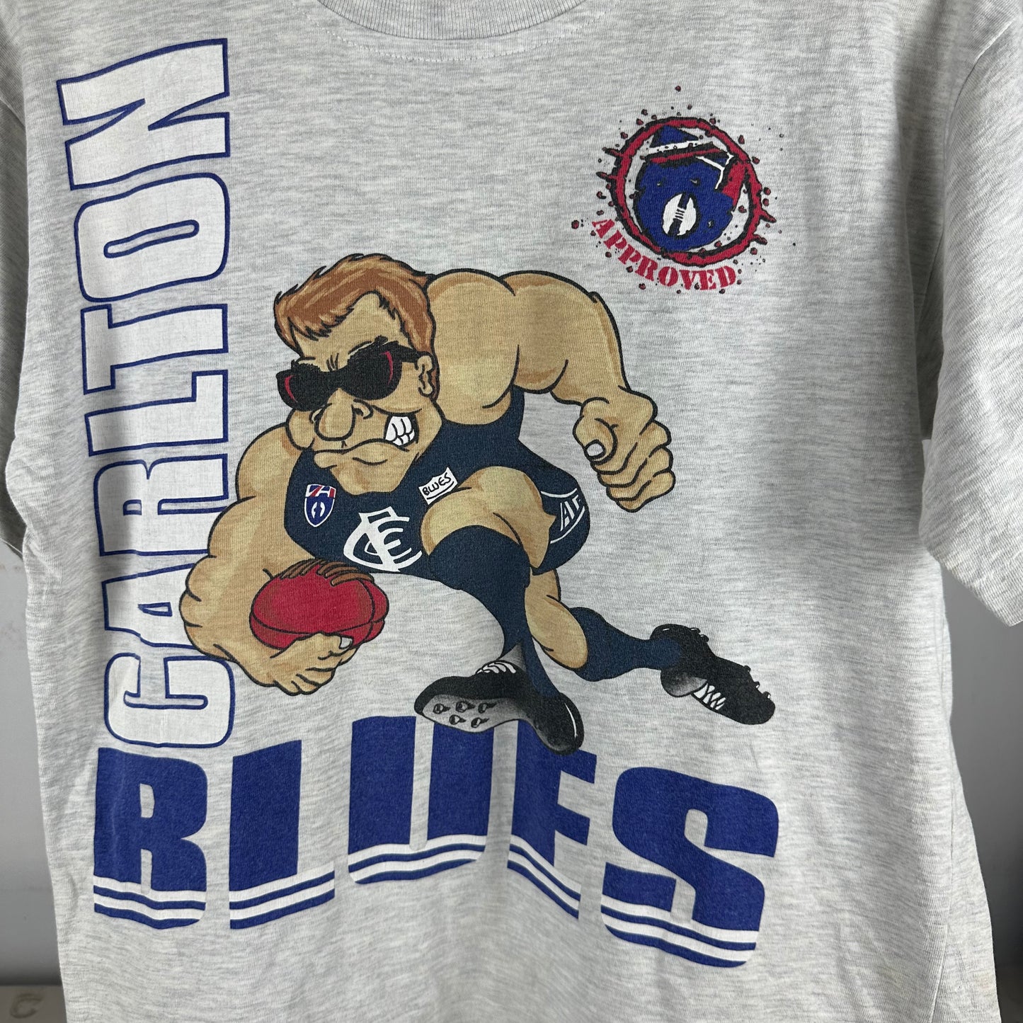 Vintage 90s Carlton Blues Football Club AFL Graphic Single Stitch T-shirt