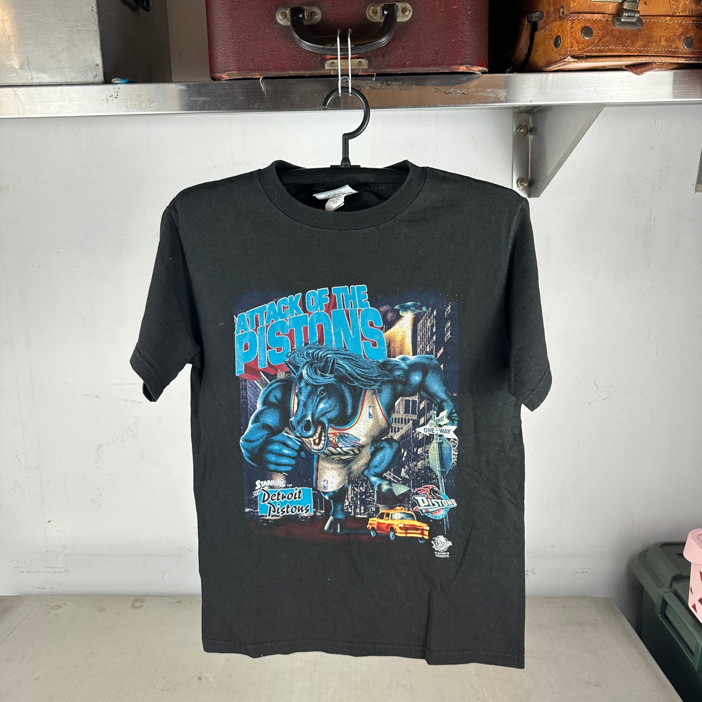 Vintage 90s Detroit Pistons Attack of the Pistons NBA Graphic T-shirt
