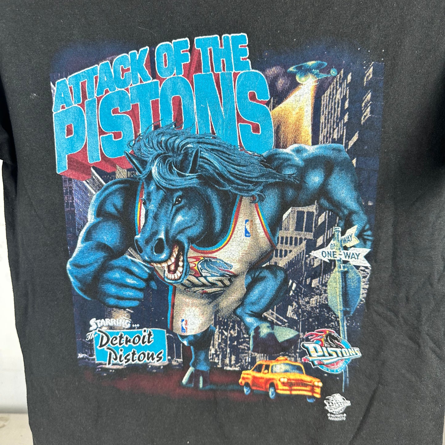 Vintage 90s Detroit Pistons Attack of the Pistons NBA Graphic T-shirt