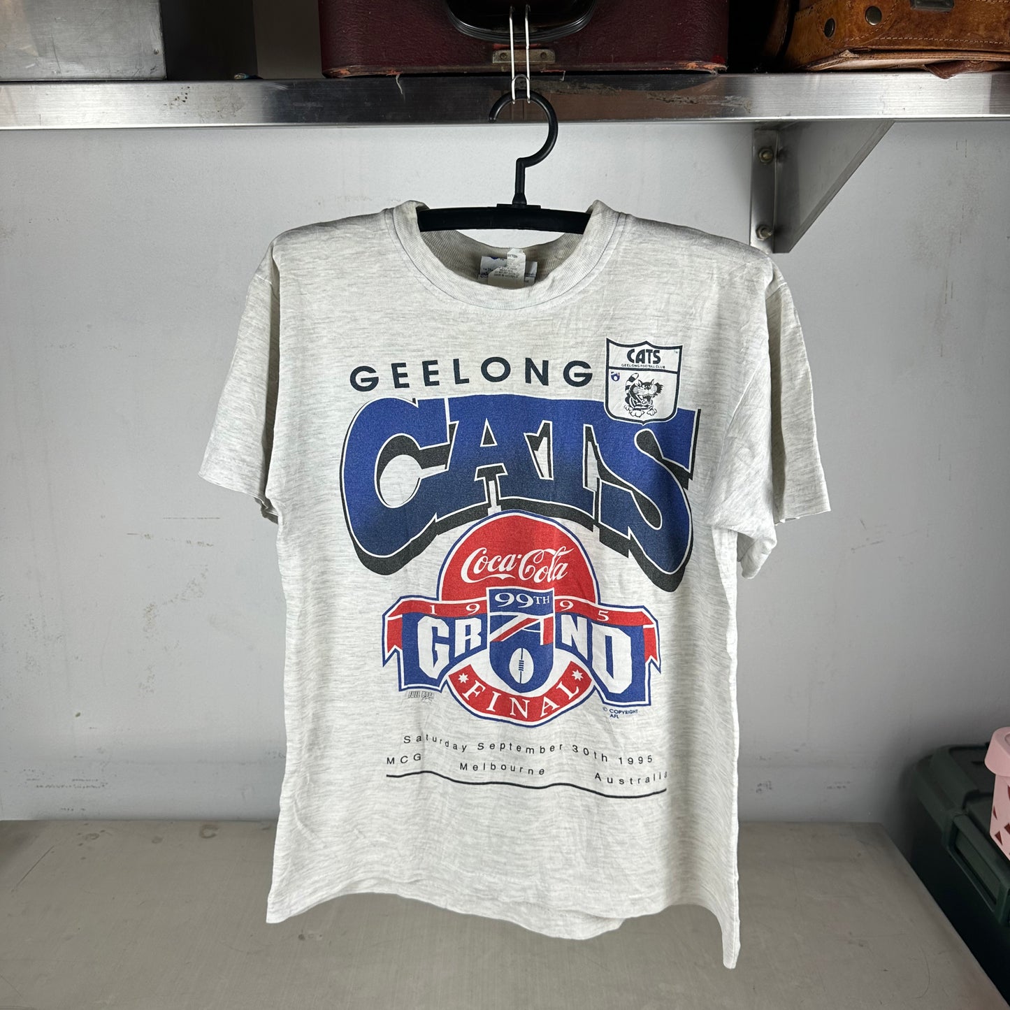 Vintage 1995 Geelong Cats Football AFL Grand Final Single Stitch T-shirt