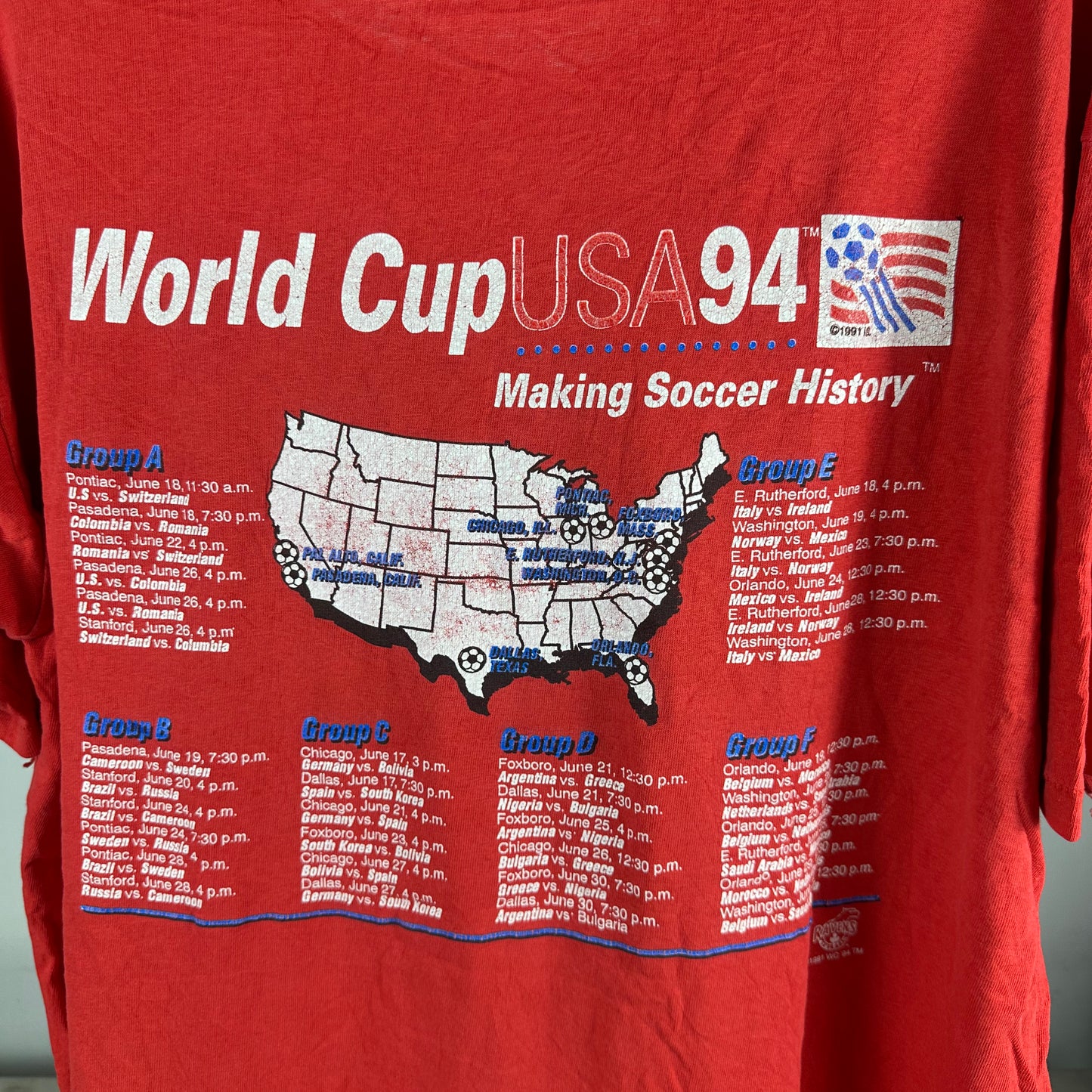Vintage 1994 USA Soccer World Cup Making Soccer History Single Stitch T-shirt
