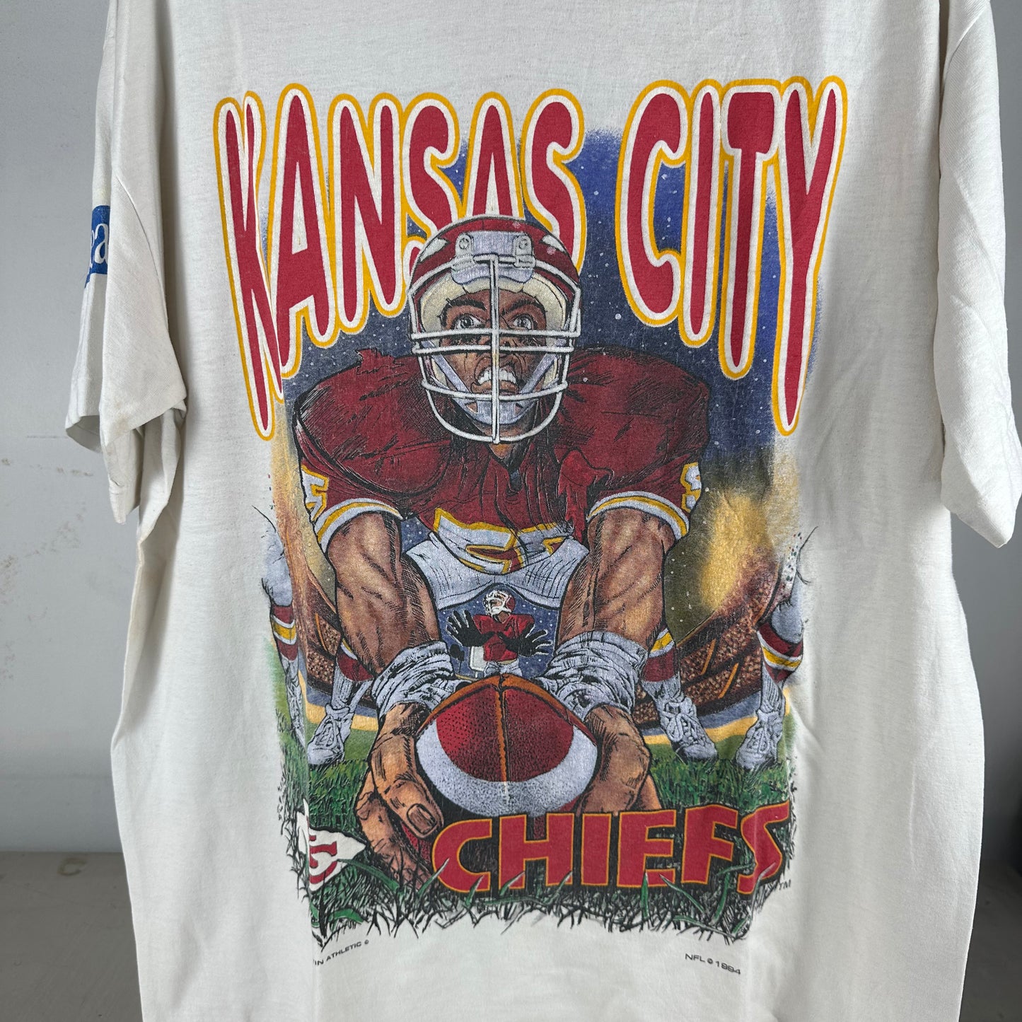 Vintage 1994 Kansas City Chiefs NFL Bulletin Athletic AOP Single Stitch T-shirt