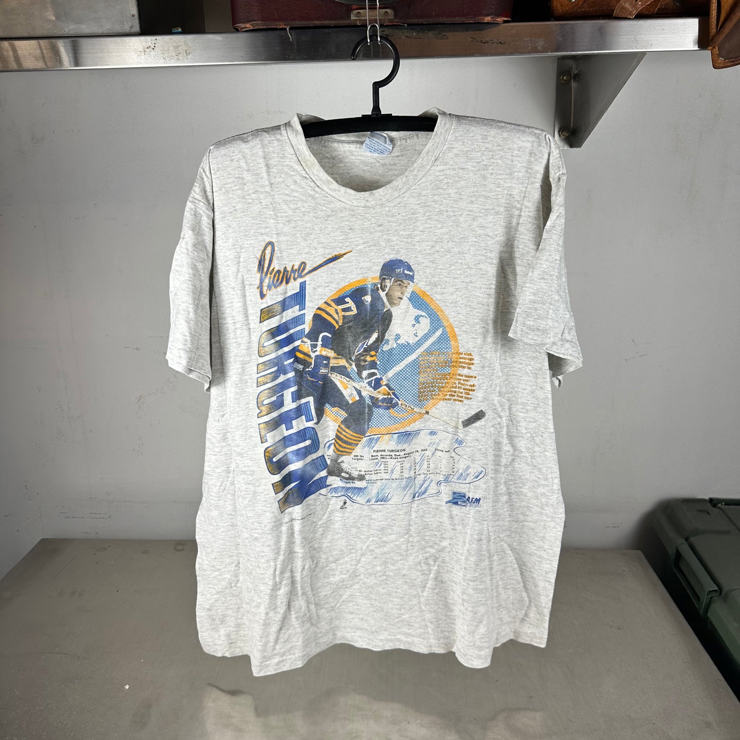 Vintage 1990 Pierre Turgeon Buffalo Sabres NHL Salem Sportswear T-shirt