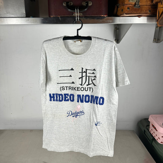 Vintage 1995 Hideo Nomo Los Angeles Dodgers MLB Strikeout Nutmeg T-shirt