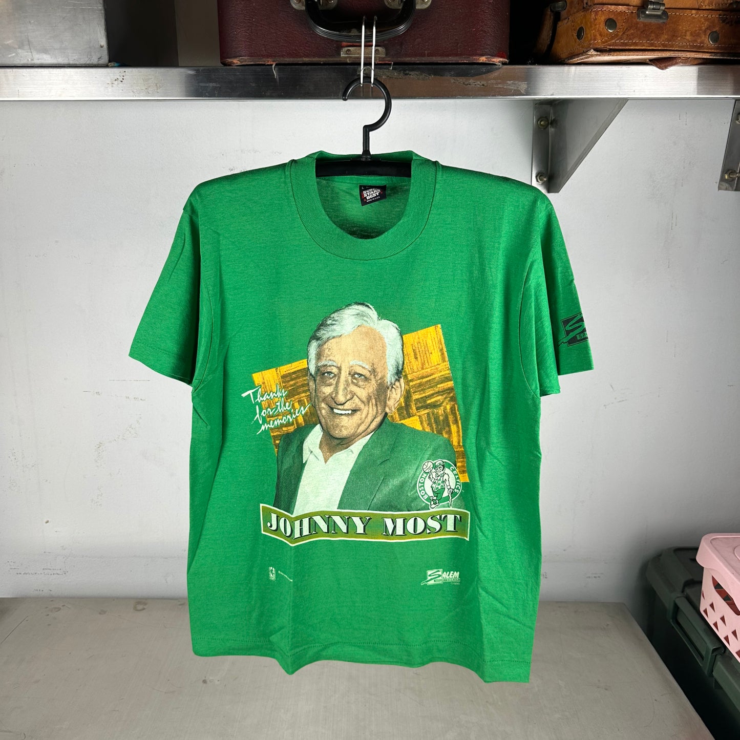 Vintage 1990 Johnny Most Boston Celtics NBA Single Stitch T-shirt