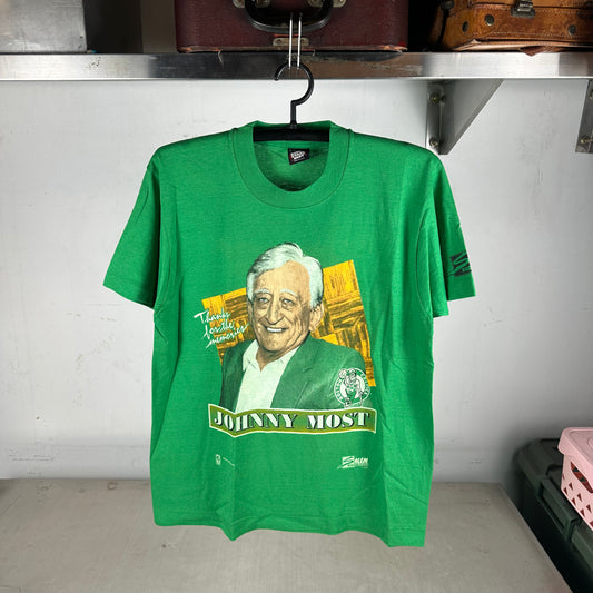 Vintage 1990 Johnny Most Boston Celtics NBA Single Stitch T-shirt