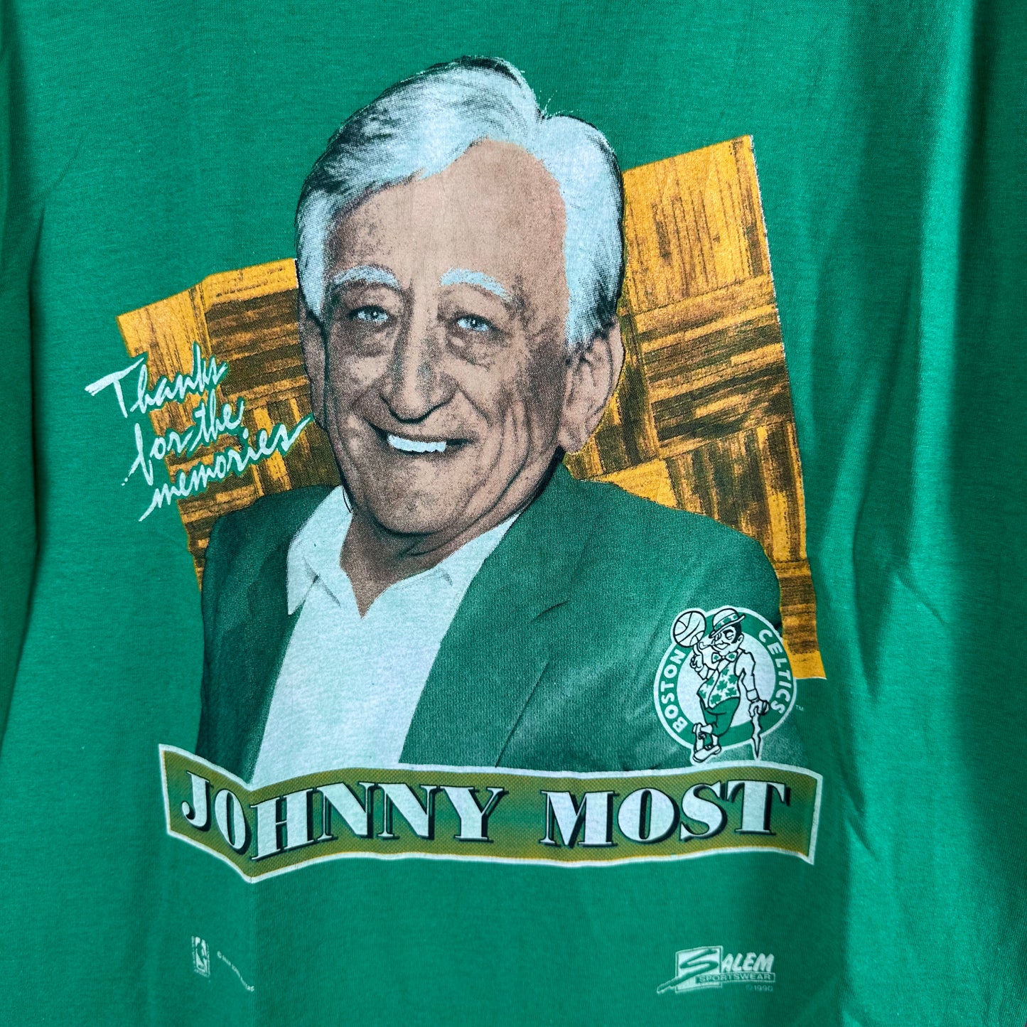 Vintage 1990 Johnny Most Boston Celtics NBA Single Stitch T-shirt