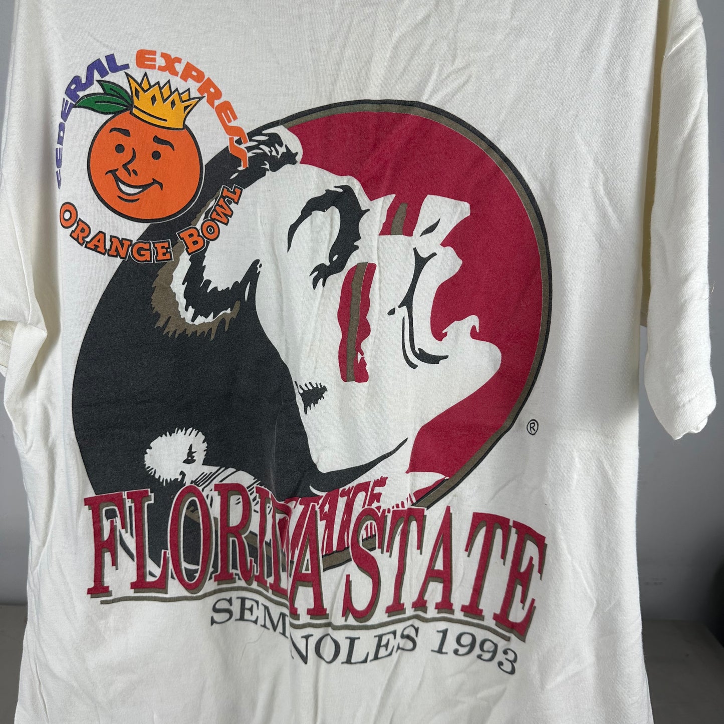 Vintage 1993 FSU Seminoles Football NCAA Orange Bowl T-shirt