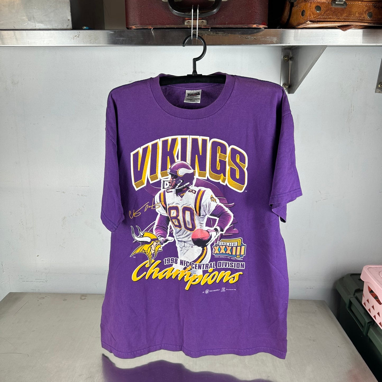 Vintage 1998 Cris Carter Minnesota Vikings NFL NFC Champions T-shirt